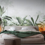 Wall murals Lush tropical jungle in mist.