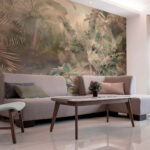 Wall murals Foggy forest with trees and plants
