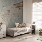 Wall murals Map of the world with airplanes and hot air balloons