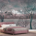Wall murals Landscape with trees and mountains