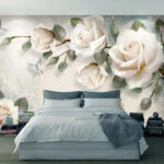 Wall murals Elegant roses with delicate butterflies.