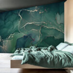 Wall murals Emerald waves with shimmering accents.