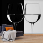 Wall murals Two wine glasses with water in them
