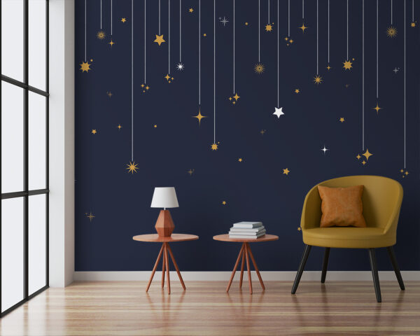 Stars and snowflakes from strings Wall murals Stars and snowflakes from strings