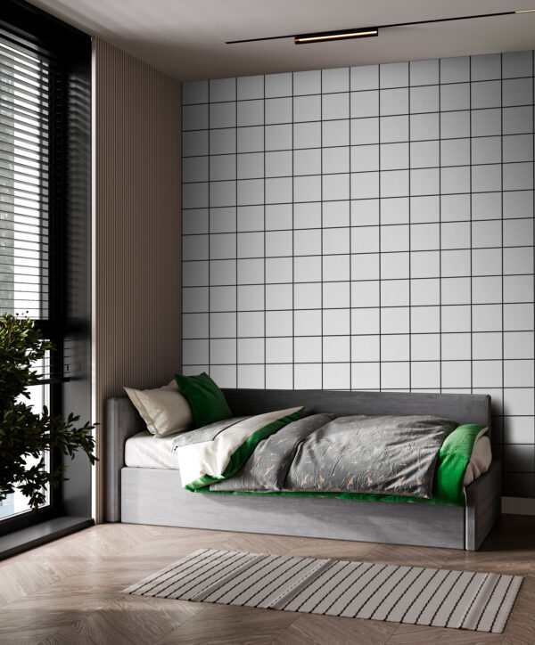 Grid of white squares Wall murals Grid of white squares