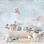 Wall murals Whimsical animals soaring in sky.