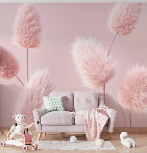 Soft, fluffy pink pampas grass Wall murals Soft, fluffy pink pampas grass