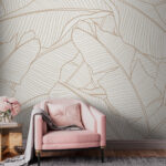 Wall murals Leaf pattern with elegant lines.