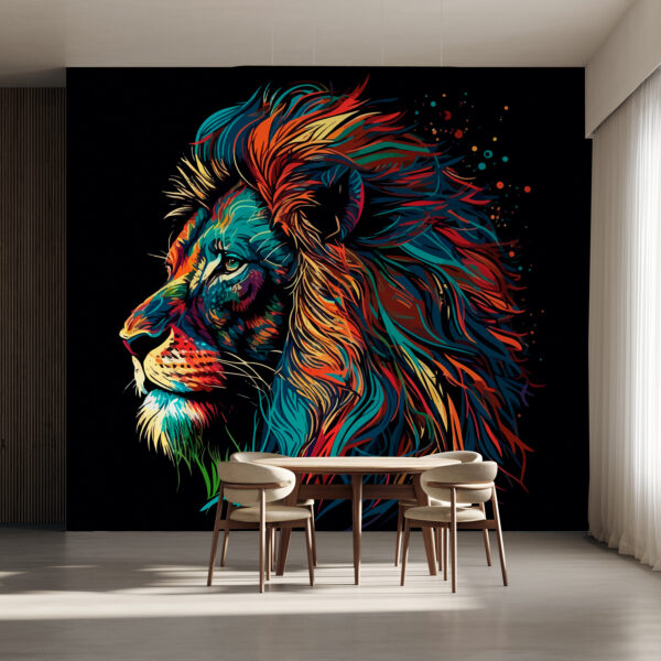 Colorful lion with long mane Wall murals Colorful lion with long mane
