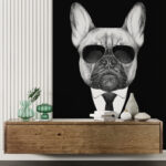 Wall murals Drawing of a dog wearing sunglasses