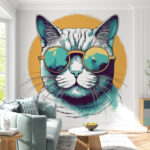 Wall murals Cat wearing sunglasses