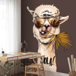 Wall murals Cool llama saying hello stylishly!