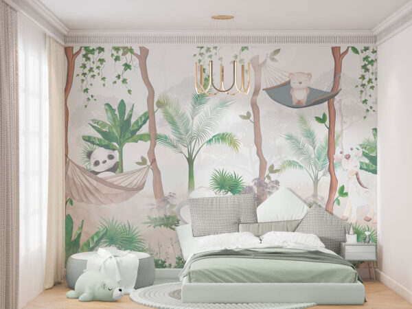 Cartoon of a bear on a hammock Wall murals Cartoon of a bear on a hammock