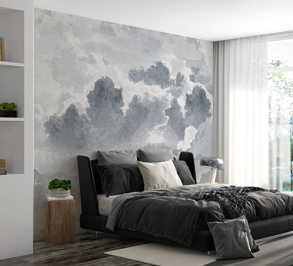 Gray clouds in watercolor sky Wall murals Gray clouds in watercolor sky