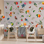 Wall murals Citrus fruits and leaves pattern design.