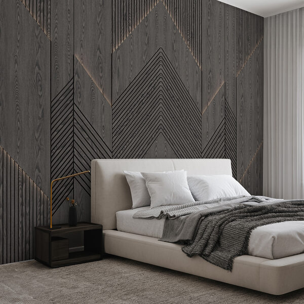 Geometric pattern on wooden surface Wall murals Geometric pattern on wooden surface