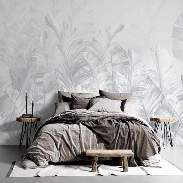 Wall mural Group of white leaves
