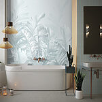 Wall murals Tropical leaves with soft hues.