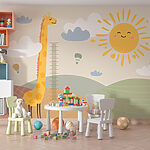 Wall murals Giraffe measuring the height of a child's height