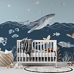 Wall murals Watercolor of a whale