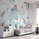 Wall murals Blue and white background with white dots
