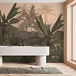 Wall murals Misty morning in tropical paradise.