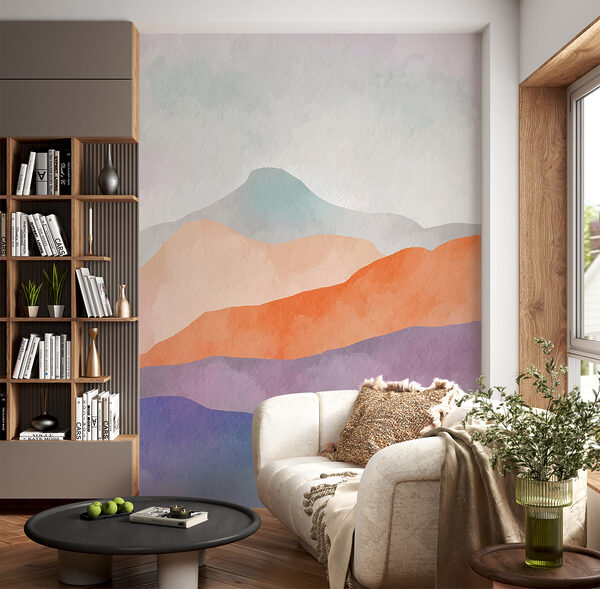 Watercolor painting of mountains Wall murals Watercolor painting of mountains