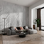 Wall murals Grey and white image of plants
