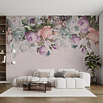 Wall murals Pastel florals and butterflies delight.