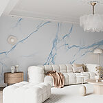 Wall murals Light marble texture with blue veins.