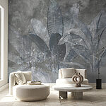 Wall murals Monochrome foliage texture, artistic pattern.