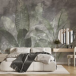 Wall murals Textured leaves against gray backdrop.