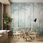 Wall murals Foggy forest with tall trees