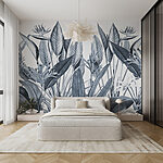 Wall murals Tropical foliage drawing with intricate details.