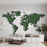 Wall murals Green and black outline of a world map