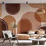 Wall murals Geometric shapes in earthy tones.