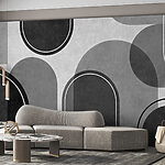 Wall murals Grey and white background with ovals and ovals