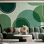Wall murals Green and white background with ovals and ovals