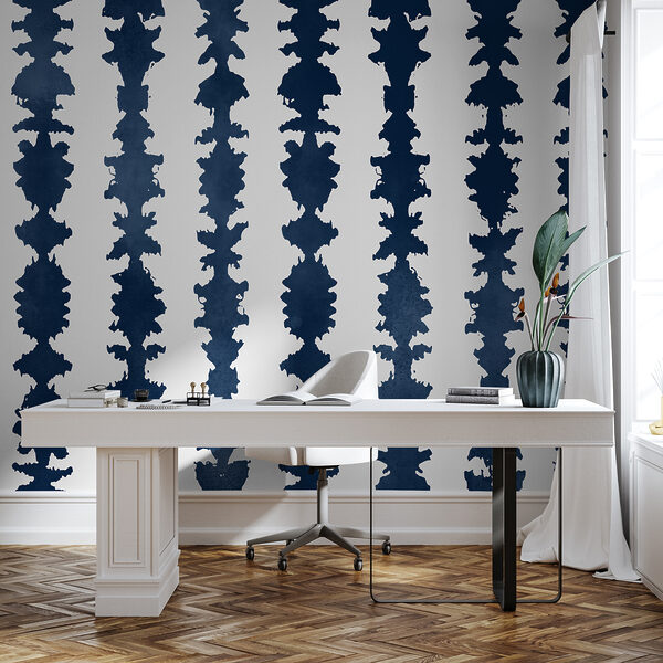 Blue silhouette of a tree Wall murals Blue silhouette of a tree