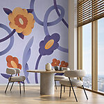 Wall murals Purple and orange flowers and vines