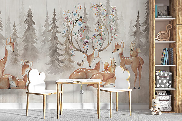 Wall murals Wall murals Bird sitting on a deer (SKU: u98679)