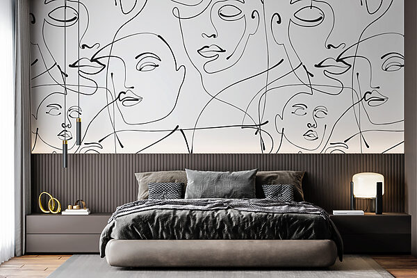 Drawing of a woman's face Wall murals Drawing of a woman's face