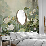 Wall murals Serene pond with floating blossoms.
