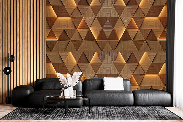 Wall murals Wall murals Wood and light in the shape of a triangle (SKU: u99280)