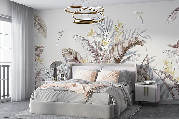 Wall murals Wall murals Tropical foliage with two hummingbirds. (SKU: u99410)