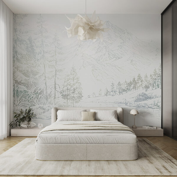 Wall murals Drawing of a mountain