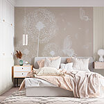 Wall murals White dandelions with butterflies flying