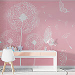 Wall murals White flower on a pink background