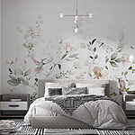 Wall murals Hummingbirds among delicate floral patterns.