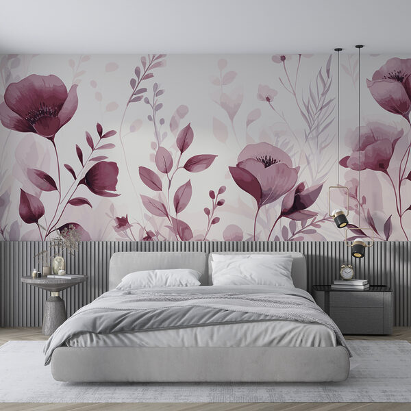 Delicate florals with soft pink tones Wall murals Delicate florals with soft pink tones